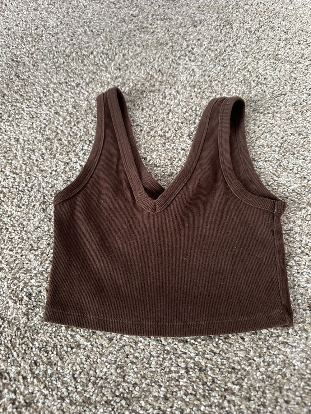 wild fable Chocolate Brown Ribbed V-Neck Crop Tank